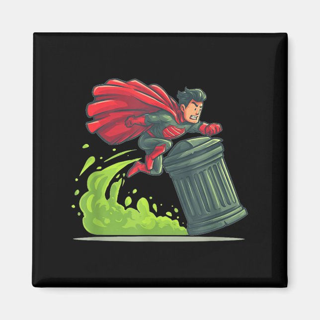 Flying Hero With Trash Can Costume For Take Out Th Magnet (Front)