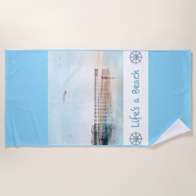 Flying High at Low Tide Beach Towel (Front)
