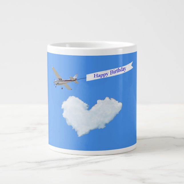 Flying High Birthday Banner Giant Coffee Mug (Front)