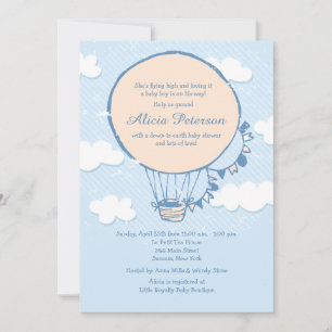 Flying High Boy Baby Shower Custom Invitation