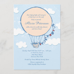 Flying High Boy Baby Shower Invitations