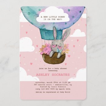 Flying High Bunny Baby Shower Invitation by PixiePrints at Zazzle