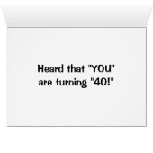 FLYING HIGH DOGS SAY-HEARD U ARE TURNING "40" (Inside Horizontal (Bottom))