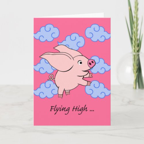 Flying High in the Year of the Pig New Year Card