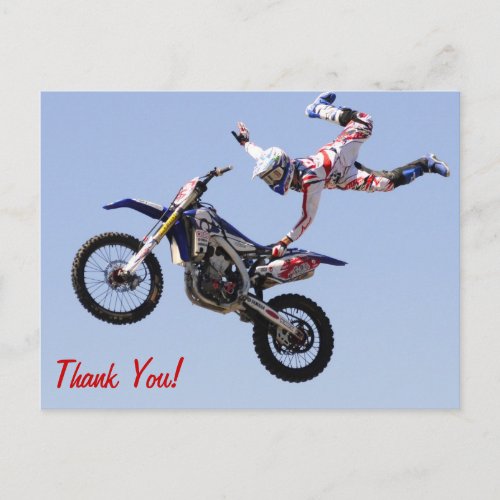 Flying high motocross rider postcard