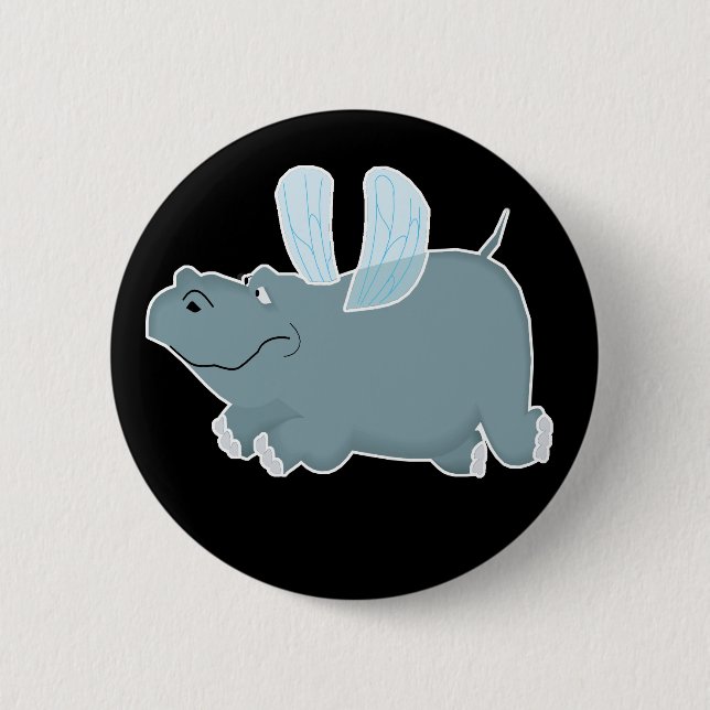 Flying Hippo Pinback Button (Front)