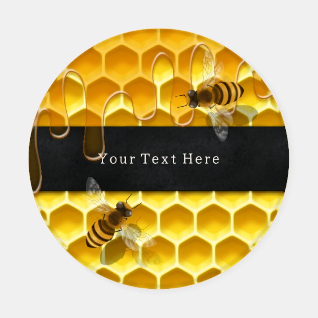 Flying Honeybees over Yellow Honeycomb Custom Coaster Set (Single)