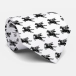 Flying Horse - Black And White On White Neck Tie at Zazzle
