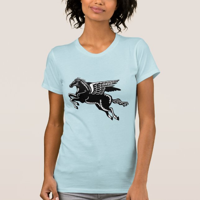 Flying Horse - Black and White Sweatshirt T-Shirt (Front)