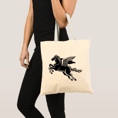 Flying Horse _ Black and White Tote Bag