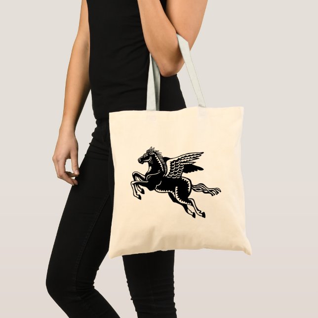Flying Horse - Black and White Tote Bag (Front (Product))