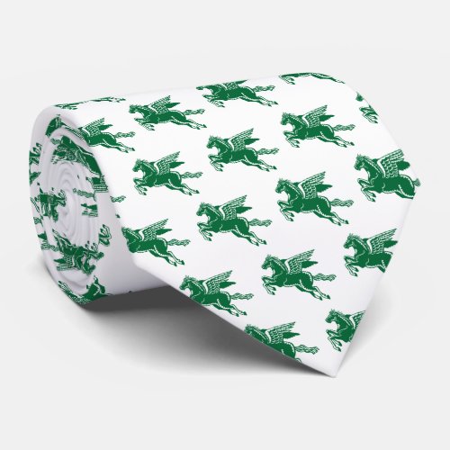 Flying Horse _ Forest Green and White on White Neck Tie