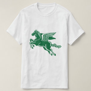Flying Horse - Forest Green and White T-Shirt