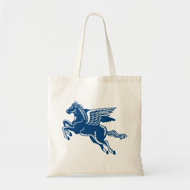 Flying Horse - Indigo Style Blue and White Tote Bag (Front)