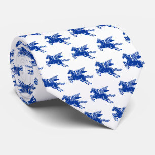 Flying Horse - Navy and White on White Neck Tie