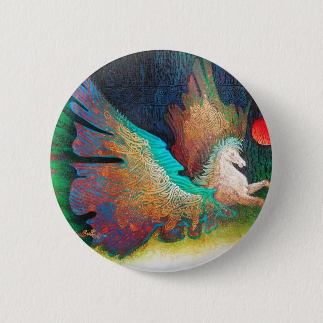 Flying Horse Pinback Button (Front)