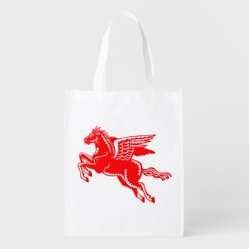 Flying Horse _ Red and White Grocery Bag