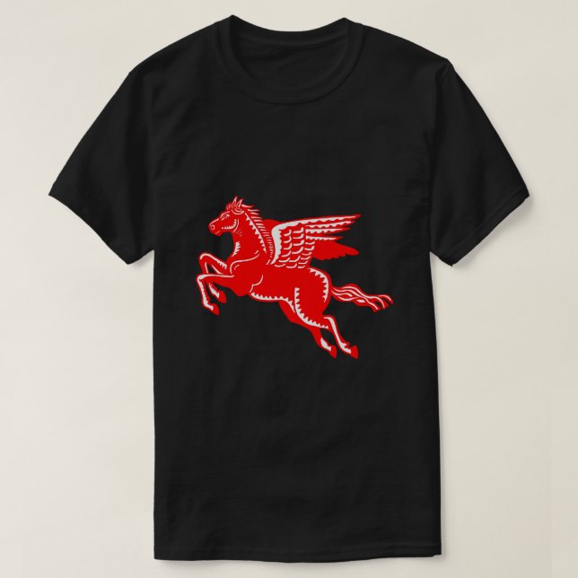 Flying Horse - Red and White T-Shirt (Design Front)