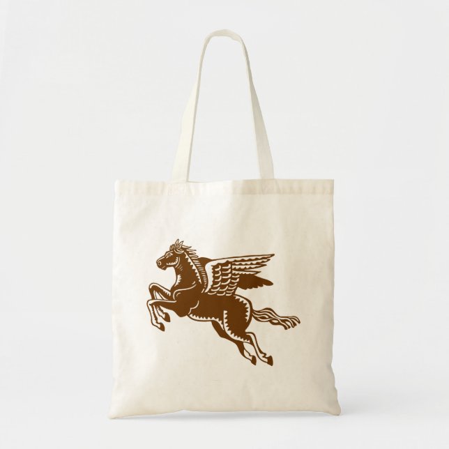 Flying Horse - Walnut Brown and White Tote Bag (Front)