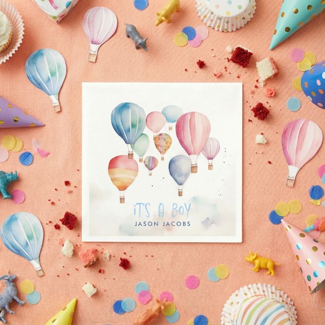 Flying hot air balloons its a boy paper fun napkins (Creator Uploaded)