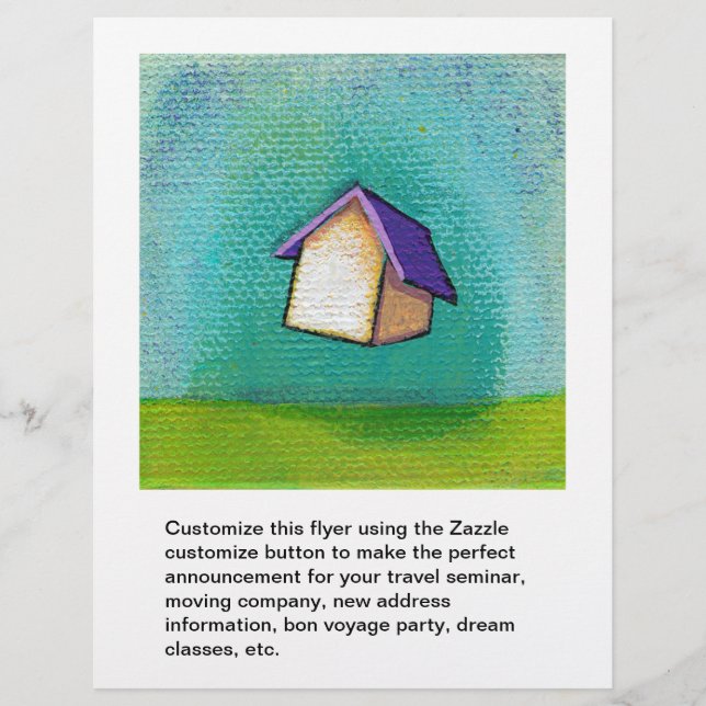 Flying house traveling home fun colorful happy art flyer (Front)