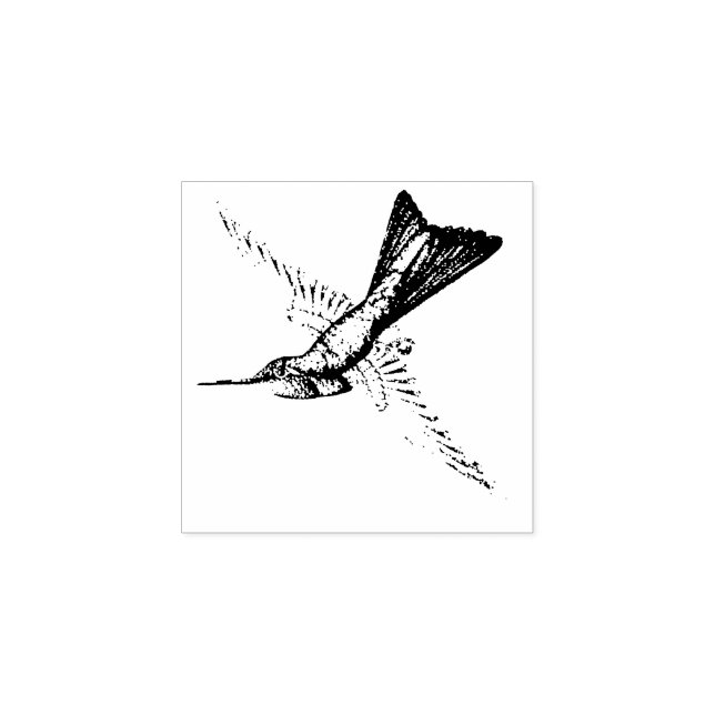 Flying Hummingbird Bird Animal Wildlife Wood Stamp (Imprint)
