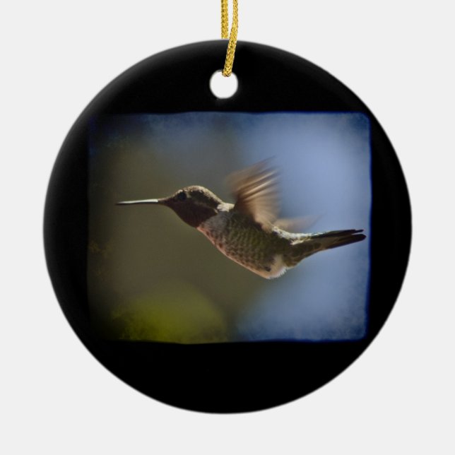 Flying Hummingbird Ceramic Ornament (Front)