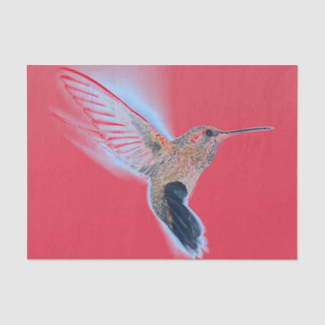FLYING HUMMINGBIRD CUSTOMIZABLE RED Tissue Paper (Front)