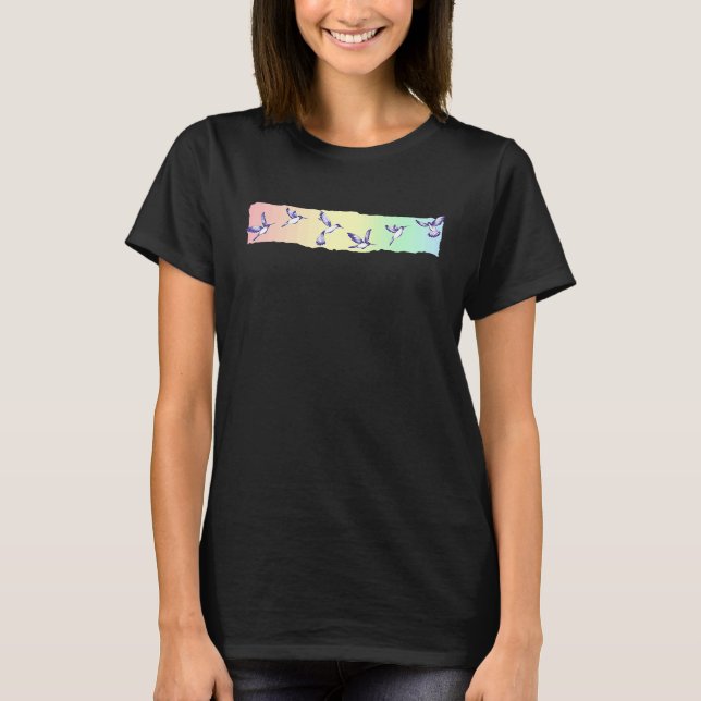 Flying Hummingbirds Cute Colorful Rainbow Hummingb T-Shirt (Front)