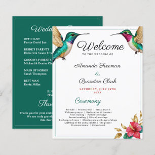 Flying Hummingbirds Red Tropical Flower Wedding