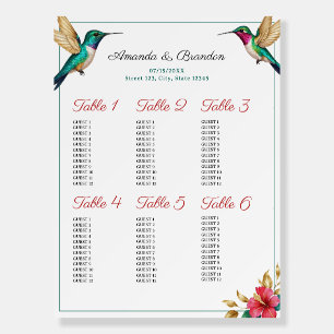 Flying Hummingbirds Red Tropical Flower Wedding Foam Board