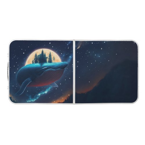 Flying Humpback Whale Moonlight Sea Starry Forests Beer Pong Table