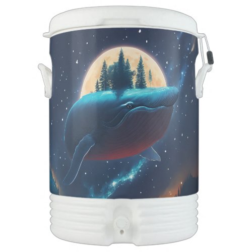Flying Humpback Whale Moonlight Sea Starry Forests Beverage Cooler