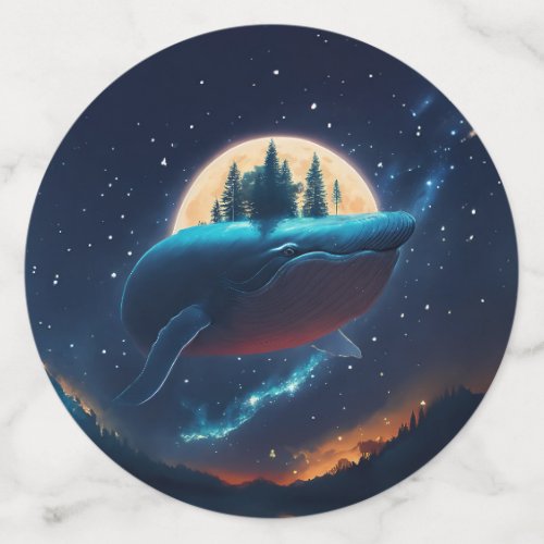 Flying Humpback Whale Moonlight Sea Starry Forests Confetti