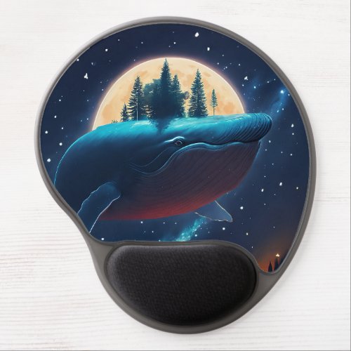 Flying Humpback Whale Moonlight Sea Starry Forests Gel Mouse Pad