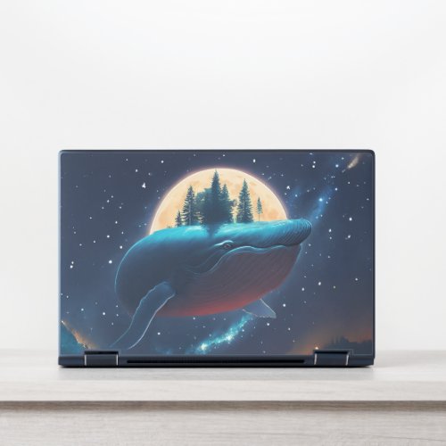 Flying Humpback Whale Moonlight Sea Starry Forests HP Laptop Skin