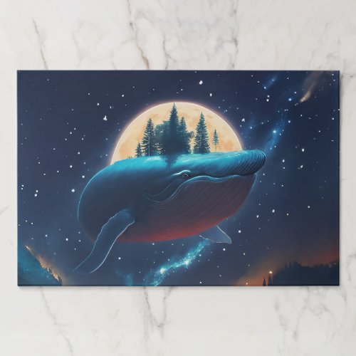 Flying Humpback Whale Moonlight Sea Starry Forests Paper Pad