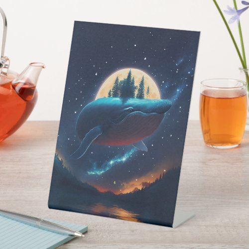 Flying Humpback Whale Moonlight Sea Starry Forests Pedestal Sign