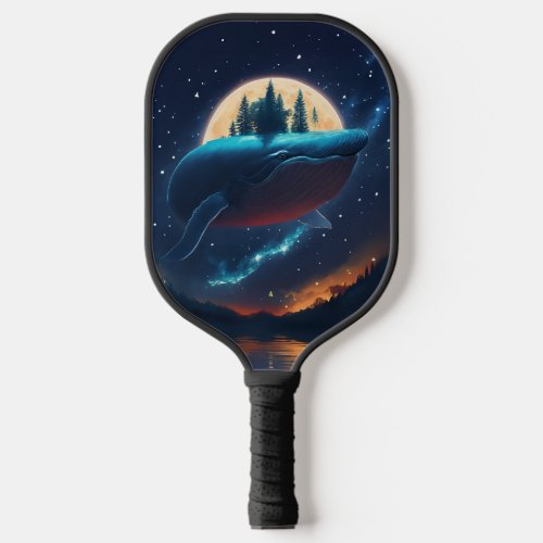 Flying Humpback Whale Moonlight Sea Starry Forests Pickleball Paddle