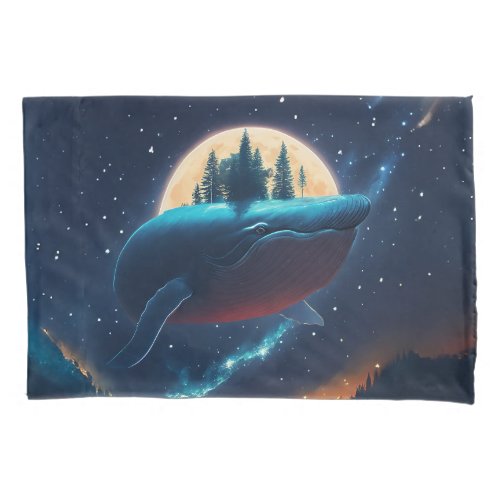 Flying Humpback Whale Moonlight Sea Starry Forests Pillow Case
