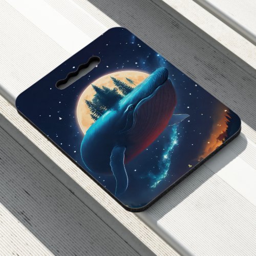 Flying Humpback Whale Moonlight Sea Starry Forests Seat Cushion