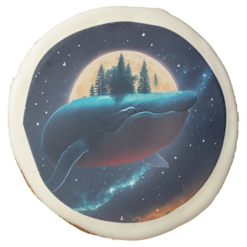 Flying Humpback Whale Moonlight Sea Starry Forests Sugar Cookie