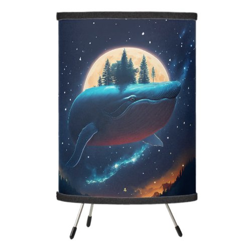 Flying Humpback Whale Moonlight Sea Starry Forests Tripod Lamp