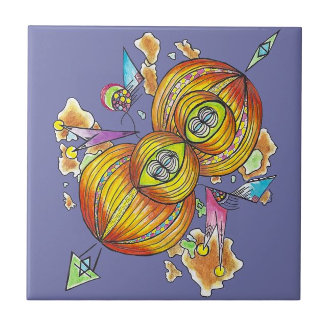 Flying infinity tile.psychedelic butterfly. ceramic tile (Front)