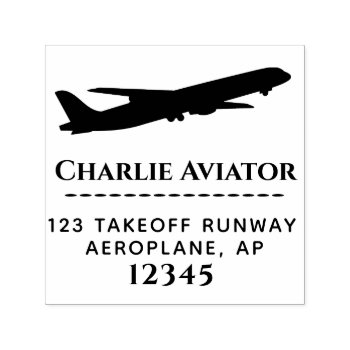 Flying Jet Airplane Silhouette Travel Address     Self-inking Stamp by alinaspencil at Zazzle