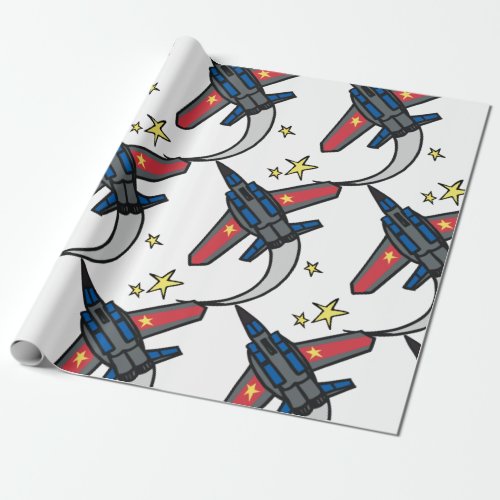 Flying Jet Plane Wrapping Paper