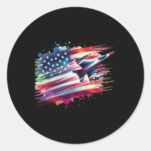Flying Jets American Flag Usa Patriotic 4th Of Jul Classic Round Sticker