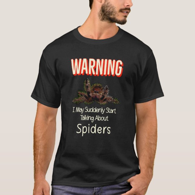 Flying Jumping Spider Warning Spooder Mom Spooder  T-Shirt (Front)