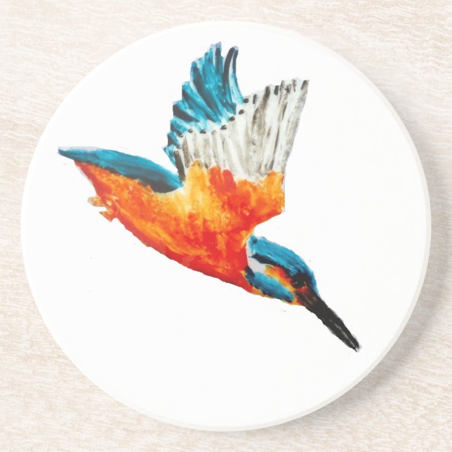Flying Kingfisher Art Drink Coaster (Front)