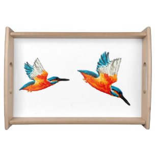 Flying Kingfisher Bird Art Serving Tray